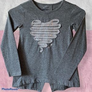 Girls DKNY Sparkle Heart Long Sleeve Top